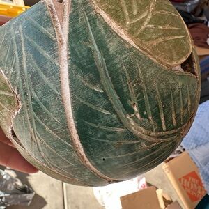 Green Carved Leaf Design Bowl